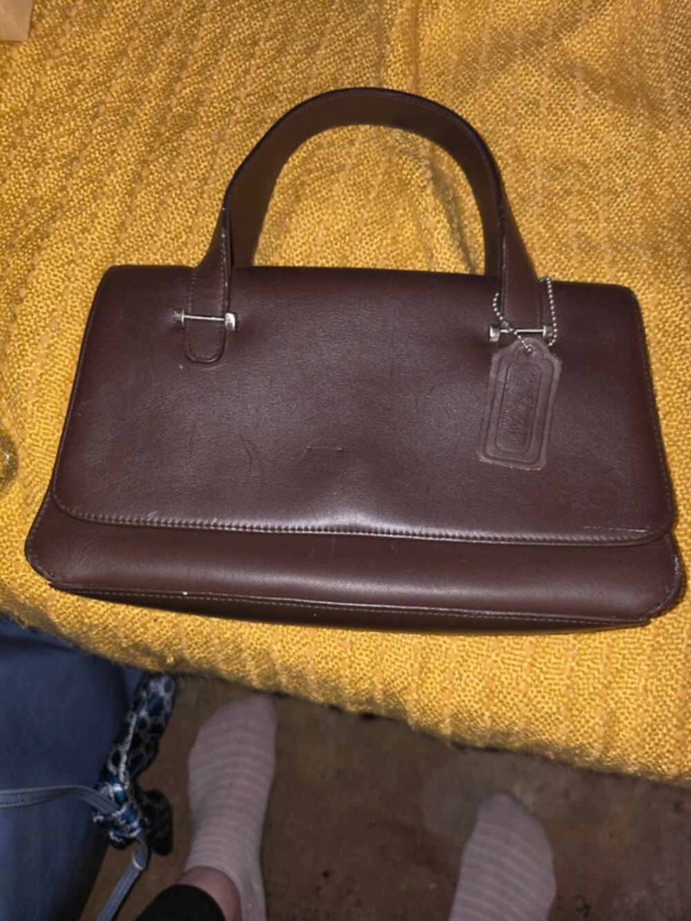 Vintage Genuine Sonoma Jean Company Brown Leather Top Handle Bag - Map Lining